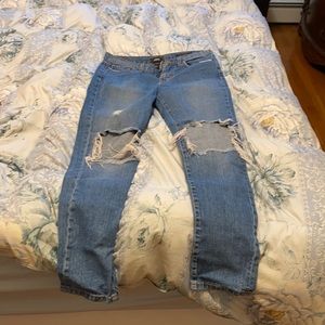 Distressed mom jeans